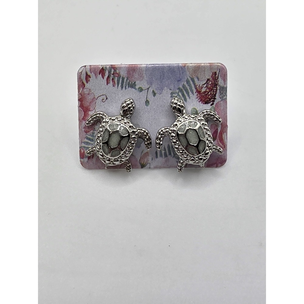 Sparkle White Sea Turtle Post Earrings